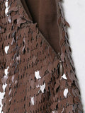 MQTIME  -  Chic Y2K Sequined Brown Mini Skirt Women Sexy Club Shiny Skirts 2025 Fashion Modern Birthday Night Party Music Streetwear Skirt