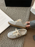 MQTIME  -  New Leather Mid-cut Running Sneakers Female Vulcanized Athletic shoe Suede Skate Shoes Fashionable Blue Feewear for Teenagers
