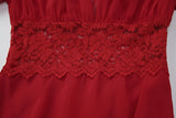 MQTIME  -  Dress Sexy Deep V Splicing Lace Waist Mesh Horn Sleeve Temperament Skirt