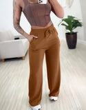 MQTIME  -  Woman Casual Tied Detail Pants with Pocket Temperament Commuting Summer New Daily Clothing Women's Fashion Trousers