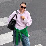MQTIME  -  Women Cropped Sweater Pullover Casual Loose Tapered Jumper Waist Streetwear Comfort Fashion Autumn Knit Women's Pullovers