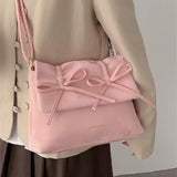 MQTIME  -  Pink Womens Shoulder Bag 2024 Fashion Pleated Elegant Casual Bow Tote Bag Scarves Large Capacity Exquisite Female Handbag