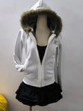  MQTIME  -  Vintage Y2k Gothic Hoodie Women Winter Aesthetic Letter Fur Collar Zipper Sweatshirt 2000s Streetwear Fashion Slim Jacket New