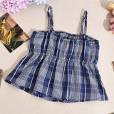 MQTIME  -  Korean Plaid Patchwork Slim Casual Spaghetti Strap Top Retro Y2K Sleeveless Backless Tank Top 2025 Summer New Streetwear Camis
