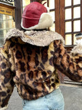 MQTIME  -  Female autumn Winter Vintage Leopard Printed Fur Coat Long Sleeves Lapel Loose Warm Retro Jacket Causal Street Coats 2025