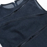 MQTIME  -  Casual Denim Crop Top Women Slim Hollow Out O-neck Vest Female Sleeveless Summer Stylish Tops Lady High Street Cool Club Party