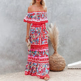 MQTIME  -  Boho Dress Women's One Shoulder Dress with Sexy and Fashionable Printed Long Style, Large Display, Summer New