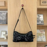  MQTIME  -  Korean Harajuku-style Retro Metal Buckle PU Leather Large-capacity Shoulder Bag Storage Bags Tote Bag Women's Bag Commuter Bags