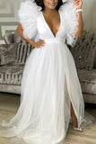Mqtime Plus Size Maternity Tulle Dresses For Photoshoot Long Pregnancy Baby Shower Dress Sexy Pregnant Photography Women's Evening Gown