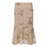 MQTIME  -  Temperament Flower Print Irregular Design Gauze Patchwork Mid-length Skirt