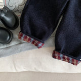 MQTIME  -  New Winter Kids Boys Wool Pant Elastic Waist Thicken Warm Toddler Boys Harem Pant Casual Plaid Velet Infant Baby Boys Trouser