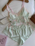 MQTIME  -  Pure lace lace lace with chest cushion sleepwear for women's summer new style 2025 plus size suspender sleepwear set