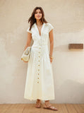 MQTIME  -  French Lapel Long Dress Single-breasted Women's Summer Slim Dress Fashionable Commuter Women's Clothing