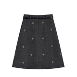 MQTIME  -   Retro age-reducing pleated spring and autumn new  versatile high-waisted temperament skirt skirt autumn and winter