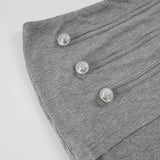 MQTIME  -  American Low Waist Button Design Solid Slim Casual All Match Temperament Capris