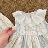 MQTIME  -  New Summer Korean Style Children Clothes Suit Sleeveless Cotton Flower Printed Shirt+Pants Baby Girls Clothing Set