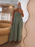 MQTIME  -  Summer Sexy Printed Spaghetti Strap Women's Long Dress Fashion Green Backless Maxi Dresses Lady 2024 New Vacation Robes