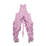 MQTIME  -  Fashion Summer Bohemian Beach Outfit Casual O Neck Sleeveless Top+Skirt Holiday Suit Chiffon Ruffle Irregular Women 2 Piece Set