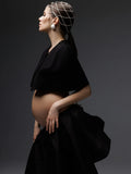  MQTIME  -  Magic Black Maternity Dresses and Skirt 2 Pieces Cape Outfit Maternity Dress Photoshoot Pregnancy Gown Babyshower Dress 2 pcs