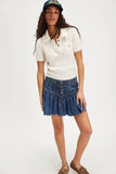 MQTIME  -  New High-waisted Denim Skirts Femme Retro Denim Pleated Mini Skirt A-line Free Style Skirt Hippie People Chic Bottoms