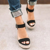 MQTIME  -  Women's Sandals Wedge Heel Summer Shoes Rome Style Peep Toe Sandals