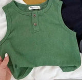 MQTIME  -  Summer New Children Sleeveless T Shirts Solid Color Girls Cotton Breathable Vest Kids Tops Boys Tee Baby Clothes