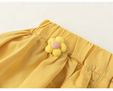 MQTIME  -  Summer Toddler Girl Clothes Korean Cartoon Cute Flowers Doll Collar Short Sleeve Baby Tops+Shorts Kids Boutique Clothing B100