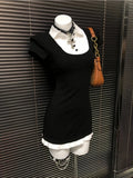 MQTIME  -  Harajuku 90s Aesthetic Sexy Dress Female New Sweet Y2k Slim Gothic Outfits Women Punk Fake Two Piece Vintage Short Sleeve Dress