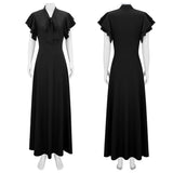 MQTIME  -  Women's 20th Century V-neck Long Diagonal Cut Sleeveless Dress with Butterfly Sleeves and Bow Detail Party Halloween Gown
