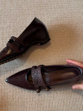  MQTIME  -  Women's shoes with elegant style  pointed braided belt buckle Mary Jane shoes women's commuting single shoes