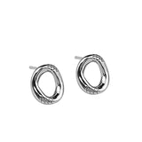Mqtime Classic Simple Irregular Ellipse Little Stud Earrings for Women Cute Temperament Stainless Steel Korea Fashion Jewelry Accessory