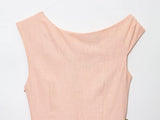  MQTIME  -  Women's Solid Color Sleeveless Asymmetrical Maxi Dress Slim Fit Sexy Pleated Chic Summer Fashion Holiday Style with Slit