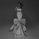 MQTIME  -  Off White Mermaid Maternity Dresses with Sequin Lace Bow Custom Stretch Ivory Maternity Dress Photoshoot платье для б