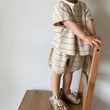  MQTIME  -  Summer Korean Style Baby Boys Striped Outfits Short Sleeve T-shirts Shorts 2pcs Toddlers Kids Casual Loose Sets