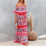 MQTIME  -  Boho Dress Women's One Shoulder Dress with Sexy and Fashionable Printed Long Style, Large Display, Summer New