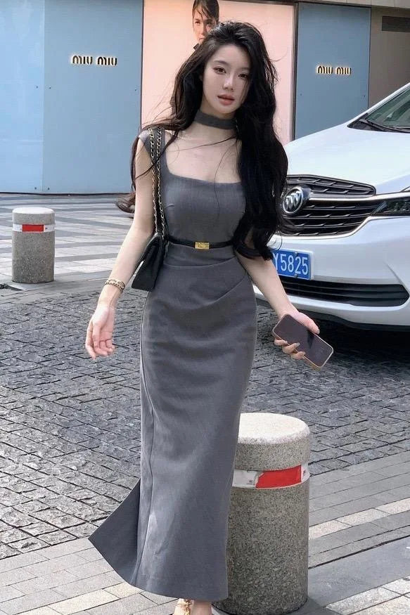 MQTIME - Summer New Korean Elegant Sex Appeal Dresses Simple Solid Col mqtime MQTIME - Summer New Korean Elegant Sex Appeal Dresses Simple Solid Col mqtime