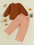 MQTIME  -  Toddler 2-Piece Autumn Ensemble with Long Sleeve Football Pumpkin Cart Embroidery Sweatshirt and Pants - Baby Clothing Set