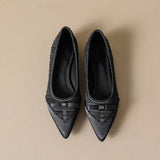MQTIME  -  Fashion Satin Bowknot Pleated Designer Women Pumps Elegant Pointed toe Low Heeled Shallow Spring Summer Office Lady Dress Shoes