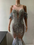 MQTIME  -  Shiny Stones Maternity Photo Dress  Diamonds Embellished  Women Sexy Nude Long Dress Luxury Evening Dresses