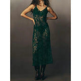 MQTIME  -  Women Summer Floral Lace See Through Straight Cami Slip Midi Dress Y2k V-Neck Sleeveless Backless Cover-ups Beachwear