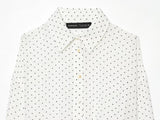 MQTIME  -  Elegant Women's Polka Dot Short Tulle Shirt Summer Lapel Long Sleeve Hem Drawstring Translucent Top Female Street Blouse