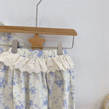 MQTIME  -  New Summer Baby Girl Clothes Suit Short Sleeved Cotton Flower Printed T-shirt+Skirt 3-7Yrs Children Clothing Set