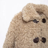 MQTIME  -  Winter Plush Warm Windproof Women's Coat Fashion Turndown Collar Single Breasted Short Coats Women Simple Casual Outerwears