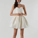  MQTIME  -  New Dress Pleated Suspenders Sexy Temperament Rhinestone Skirt