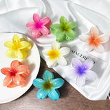 MQTIME  -  3pcs/set Fashion Gradient Flower Shark Claw Elegant Acrylic Large Hair Clip Crab For Women Ponytail Hair Accessories Beach Clamp
