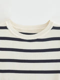 MQTIME  -  Vintage Women Striped Short Tshirts Fashion Ladies Slim Knitted Crop Tops for Womens Casual Tees Female Clothes Chic