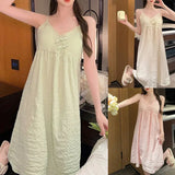 MQTIME  -  Loose Nightwear Suspender Nightdress Home Sleeveless Design Suitable For Home Suitable For Hotel All Seasons Wear