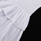 MQTIME  -  Design Ruffled Loose Dress Women's V-neck Tie Bell Sleeve White Commuter Long Dress
