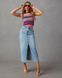 MQTIME  -  Slim Fit Midi Denim Skirts High Waist Sexy Split Denim Bottoms Women's Autumn Cotton Plain Skirts Retro Style Skirt