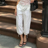 MQTIME  -  Summer New Hot Selling Street Style Freely Adjustable Elastic Waistband Low Waist Simple Cropped Pants for Women